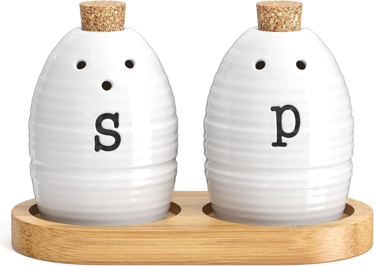 Barnyard Designs Farmhouse – Juego de saleros y pimenteros con soporte, saleros y pimenteros de cerámica únicos, saleros y pimenteros vintage,