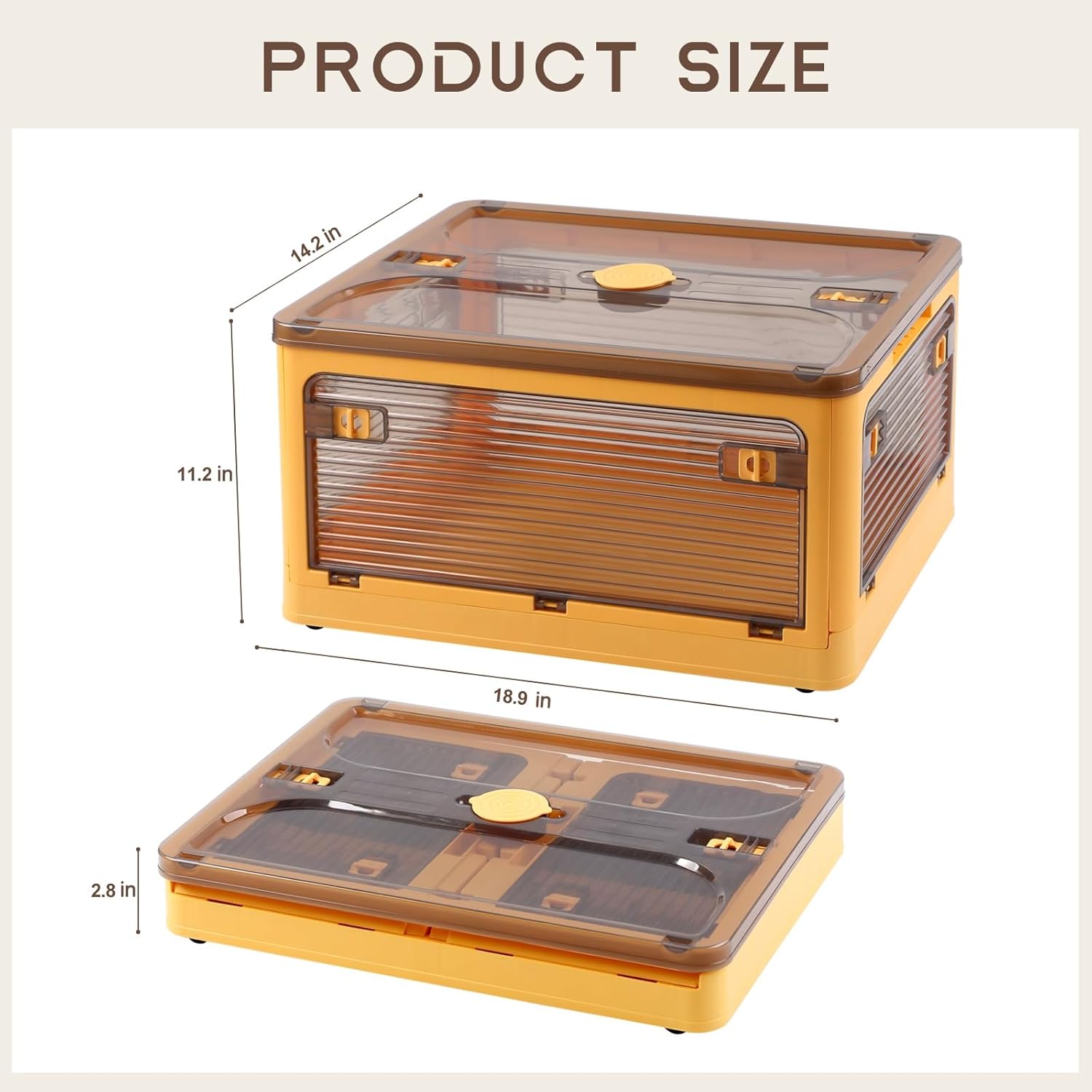 SummerRay Contenedores de almacenamiento plegables con ruedas, organizadores apilables de plástico para armario, color naranja, 9.5 galones, 2