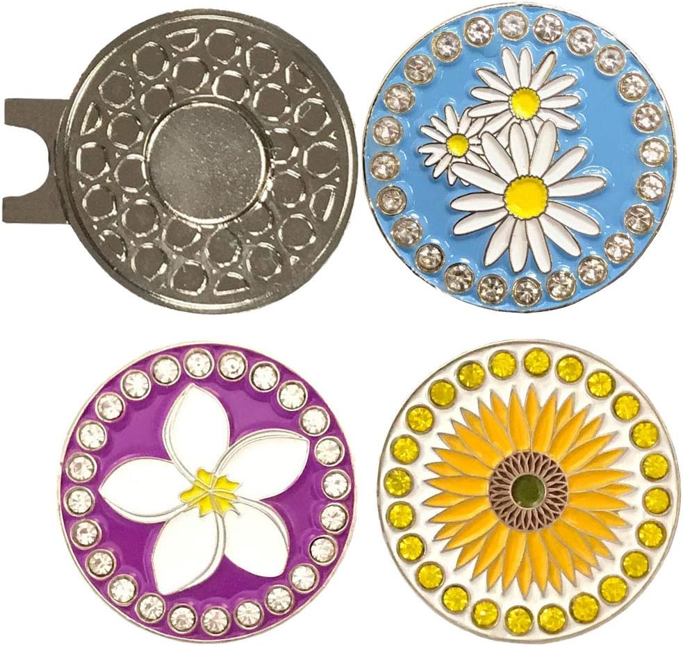 Paquete de marcadores de bolas de flores brillantes  Incluye una margarita, un girasol y un marcador de bola brillante Plumeria con un clip
