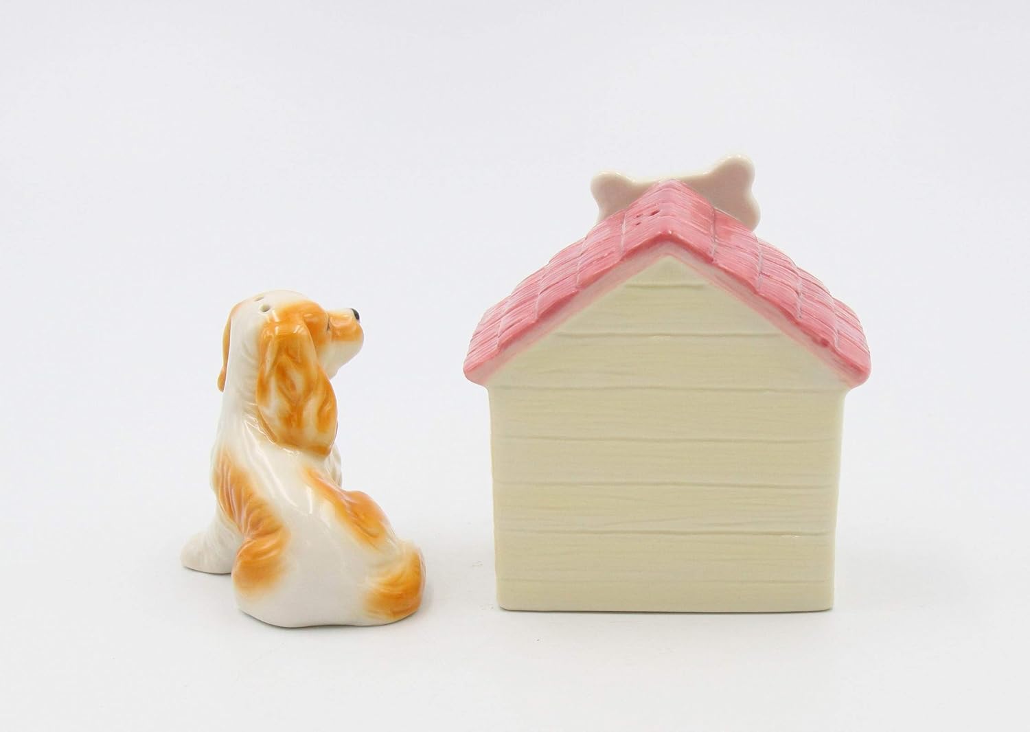 Juego de cocker spaniel de porcelana fina con casa para perros, salero y pimentero, 3-38 pulgadas de alto