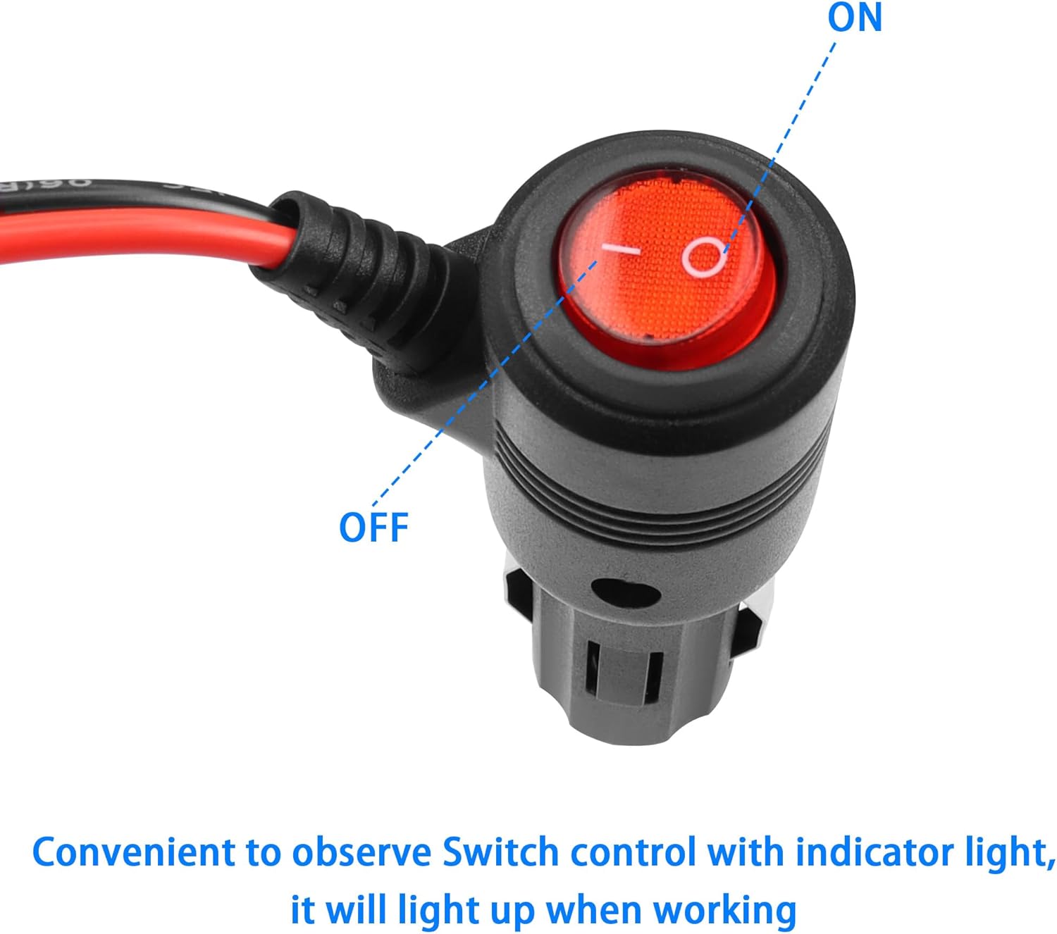 GELRHONR Encendedor de cigarrillos macho a terminal de anillo O con cable adaptador de interruptor de encendido y apagado, cable de extensión de