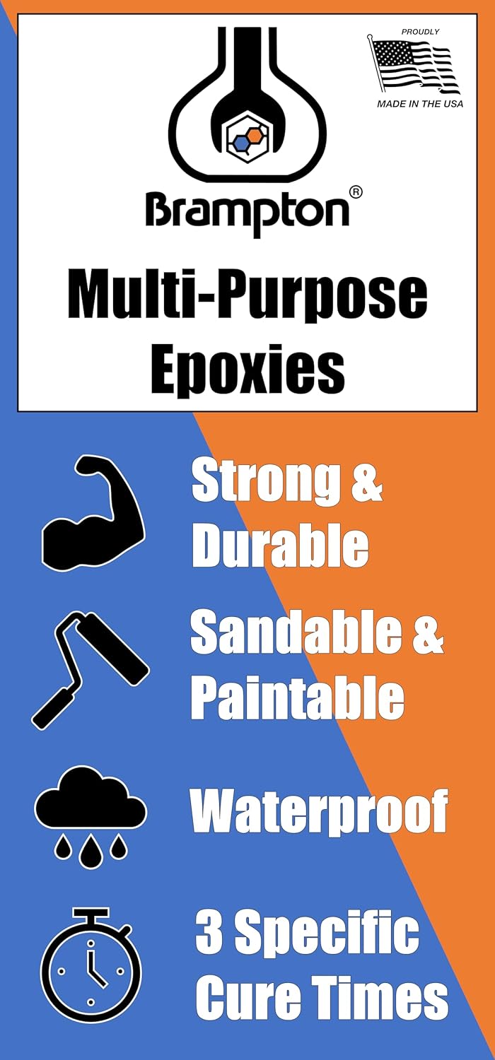 Brampton – Epoxi multiusos de curado completo de 30 minutos, kit de pegamento epoxi para metal, madera, cerámica, vidrio, piedra, azulejos y la