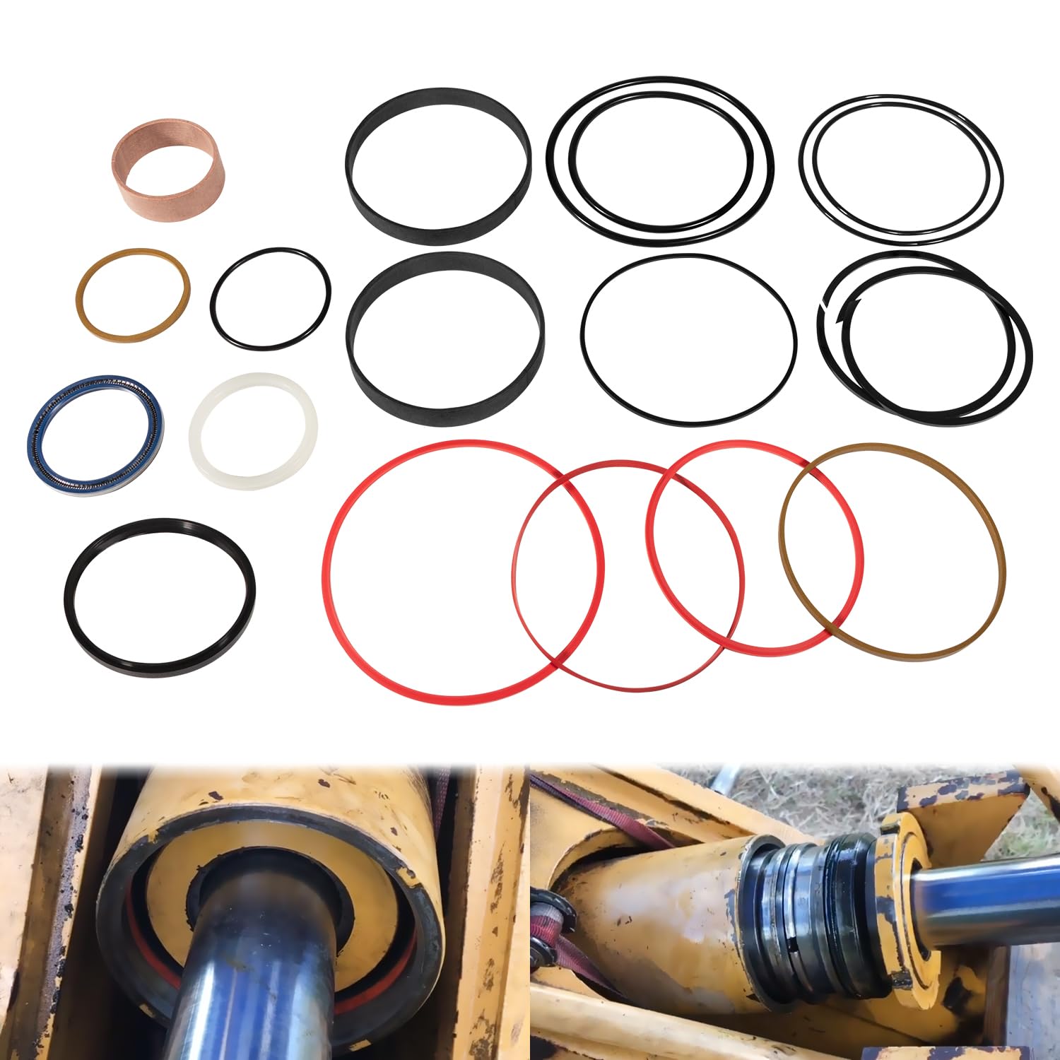 Kit de sello hidráulico apto para cilindro de pluma de retroexcavadora John Deere 310D 315D 410D (rodo 2.205 in BORE 4.528 in)