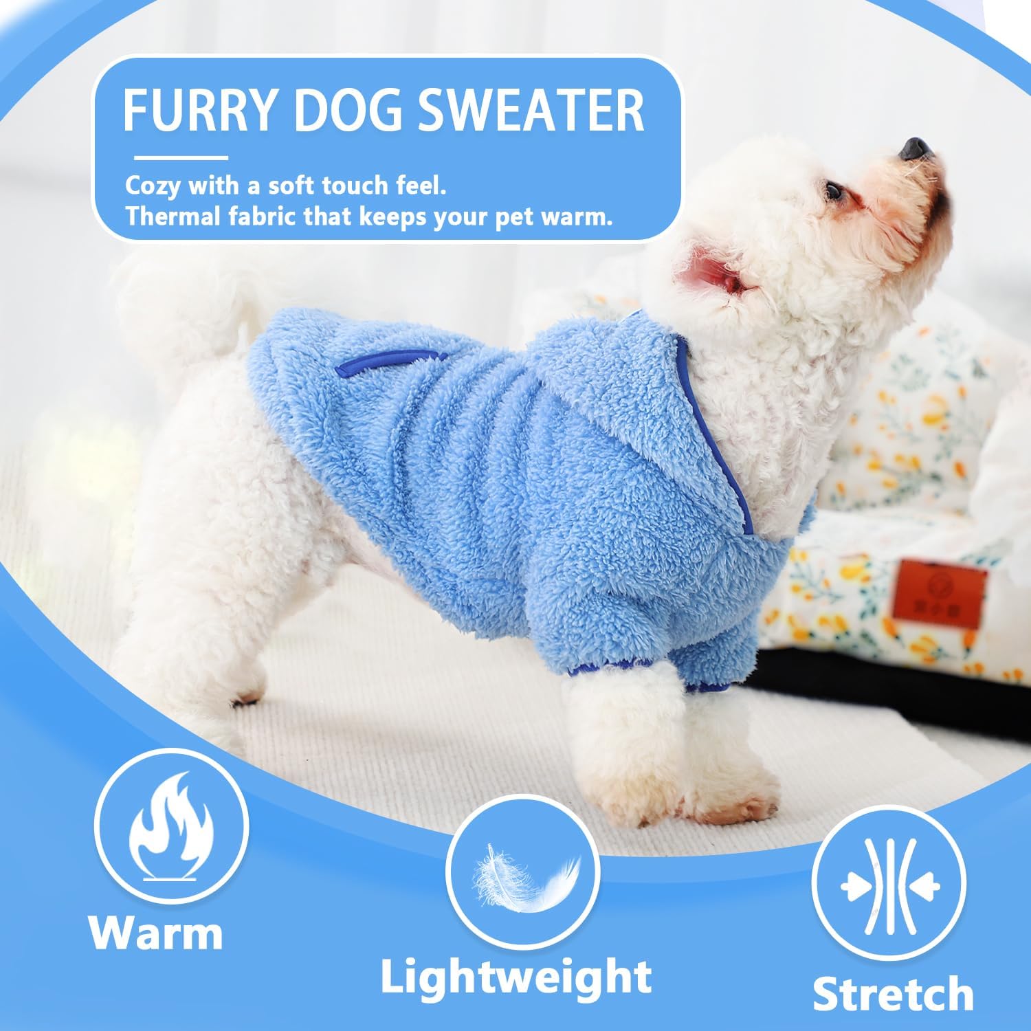 Suéter de forro polar con capucha para perro, suéteres cálidos de terciopelo mullido, ropa de invierno para perros pequeños, niñas y niños, abrigos