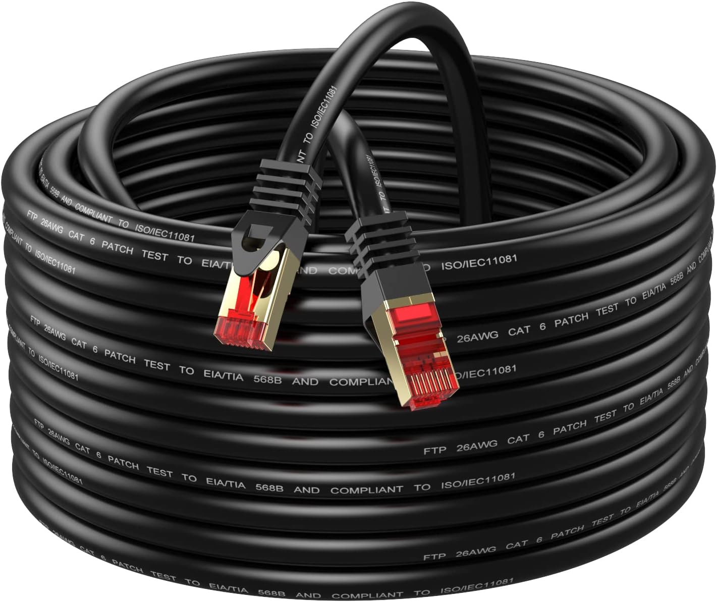 Cable Ethernet Cat6 para exteriores de 15 pies, blindado a tierra resistente a los rayos UV, impermeable, cable de red enterrable compatible con