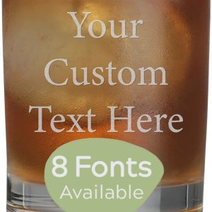 Vaso de whisky personalizado grabado con tu texto personalizado, vidrio personalizado de 12 onzas para cócteles o bourbon Vaso de whisky personalizado grabado con tu texto personalizado, vidrio personalizado de 12 onzas para cócteles o bourbon