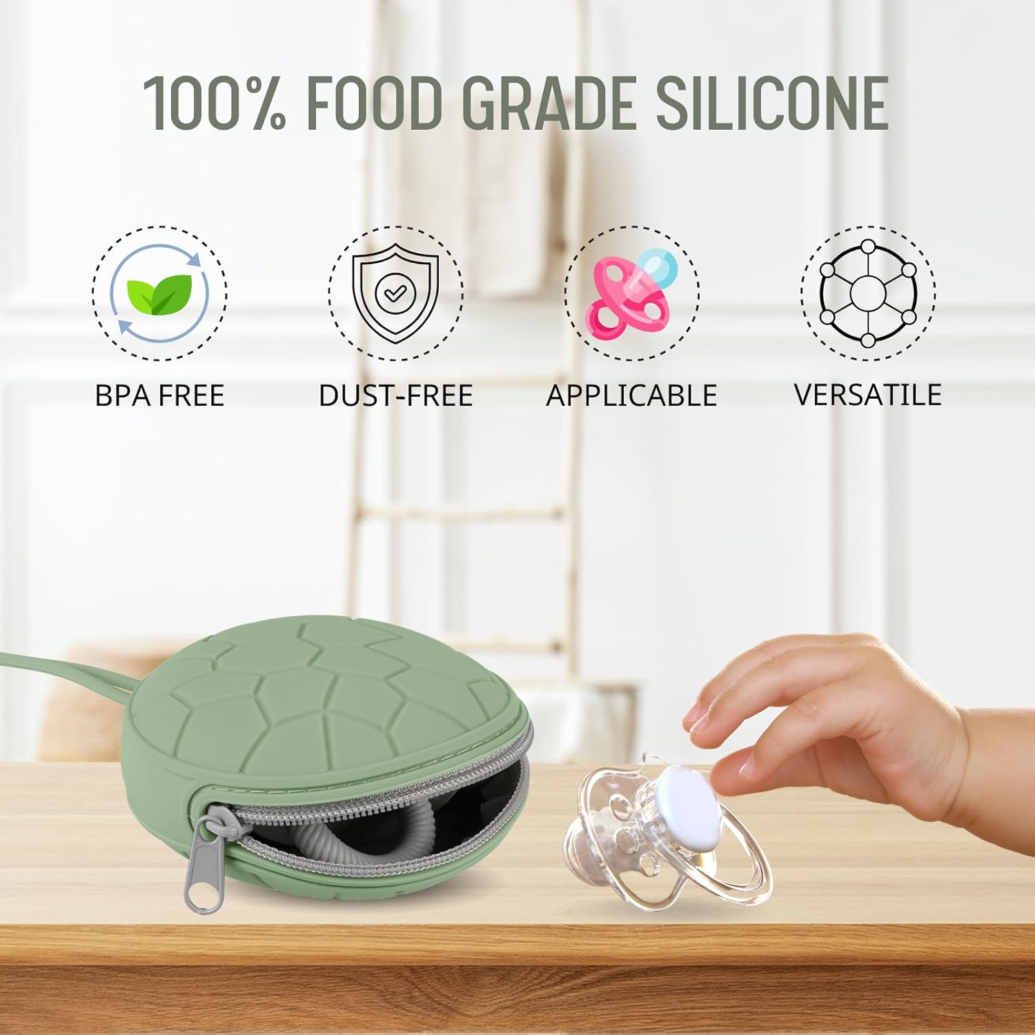 Funda de silicona para chupete, sin BPA, para bebés recién nacidos, para niños y niñas, funda portátil de silicona para chupetes (verde azulado