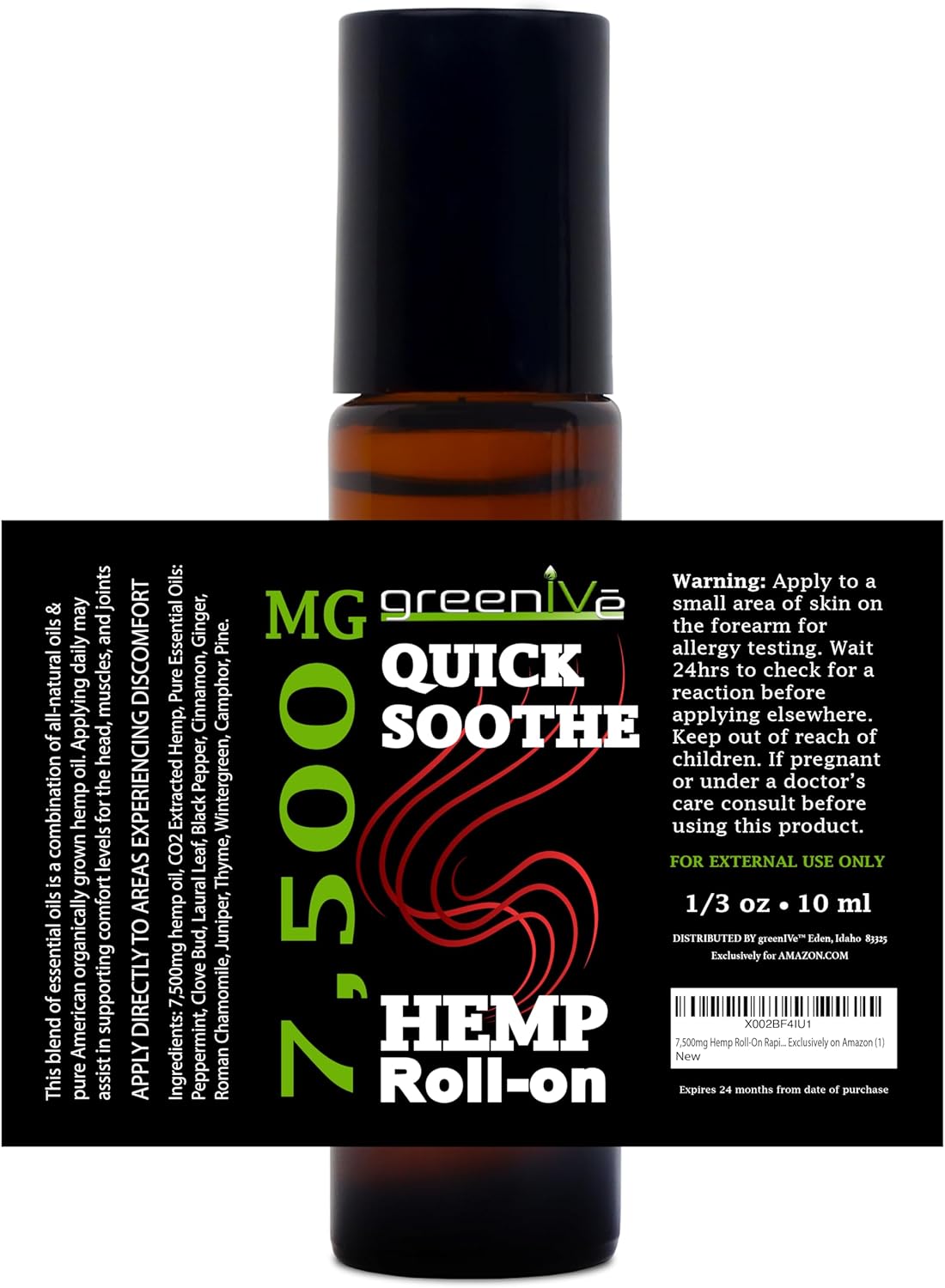 GreenIVe Mezcla de aceites esenciales terapéuticos de cáñamo roll-on de 7,500 mg para articulaciones y resultados de focalización (paquete de 2)