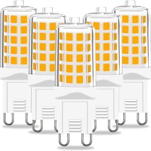 AIMEOKO Bombillas LED G9 de 4 W (equivalente a 40 W), blanco cálido, 2700 K, no regulables, paquete de 5 unidades para iluminación de araña AIMEOKO Bombillas LED G9 de 4 W (equivalente a 40 W), blanco cálido, 2700 K, no regulables, paquete de 5 unidades para iluminación de araña