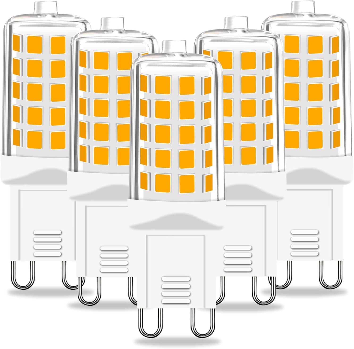 AIMEOKO Bombillas LED G9 de 4 W (equivalente a 40 W), blanco cálido, 2700 K, no regulables, paquete de 5 unidades para iluminación de araña