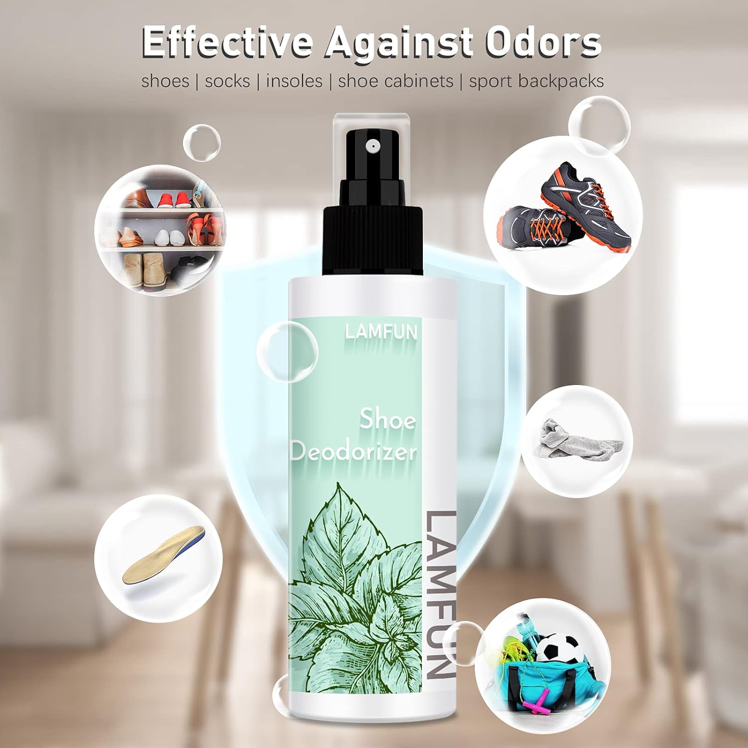 Eliminador de olores de zapatos, desodorante en aerosol natural para zapatos apestosos o pies malolientes, desodorante de pies que combate todos los
