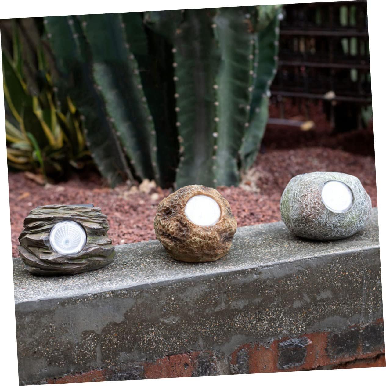 GANAZONO 2 unids Lámpara de piedra solar Luz decorativa Rock Spot Luz Jardín Luz Solar Césped Luz Acera Luces de tierra al aire libre Proyector LED