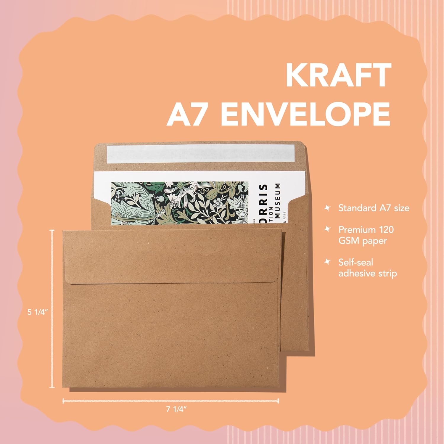Pack It Chic – Sobres de papel kraft A7 de 5 x 7 pulgadas (250 unidades) sobres autosellados para invitaciones de boda, tarjetas de salvar la fecha,