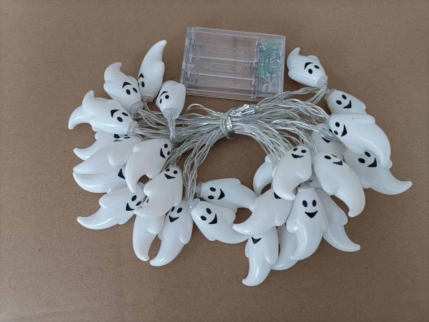 Guirnalda de luces intermitentes de Halloween, 30 luces LED de 12 pies, espíritu de mueca de murciélago de calabaza 3D, para decoración de fiestas