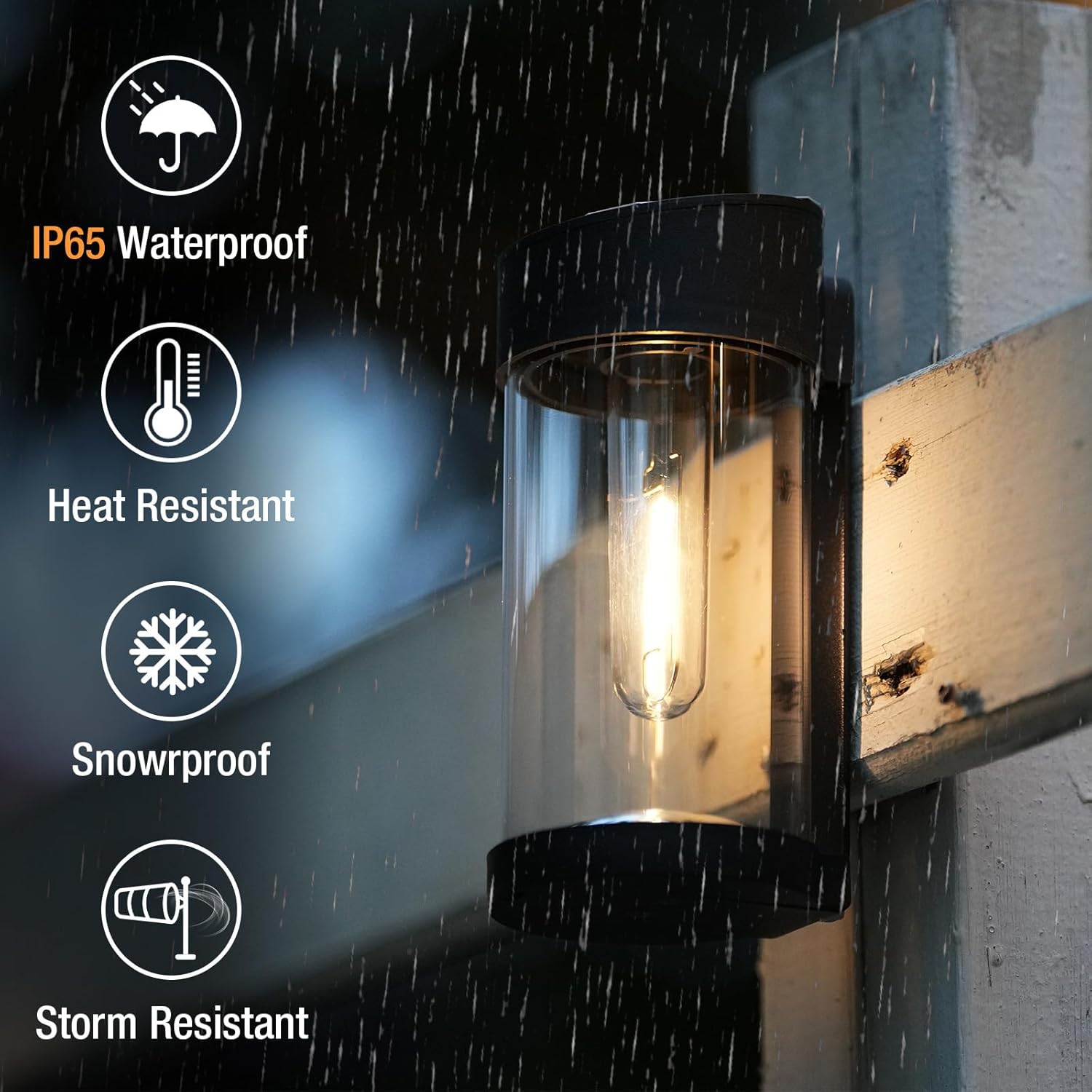 Woolmug Paquete de 4 luces solares para valla al aire libre, luces solares de pared de vidrio de metal, luces solares de cubierta, luces solares