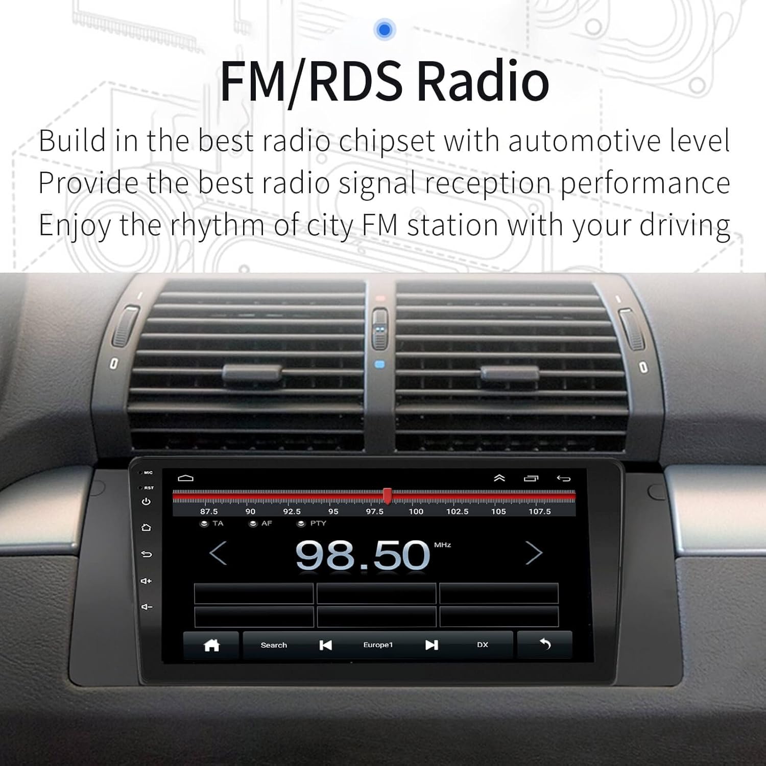 para BMW-E39-1996-2003-Radio, Ezonetronics -Carplay-Radio, con 1G RAM 32G ROM Bluetooth GPS Navegación Pantalla táctil EZoneTronics