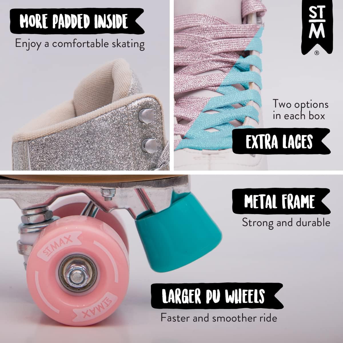 STMAX PRO – Patines para mujer, con marco de aluminio, con 4 ruedas de carbono, cuatro ruedas, para adultos, zapatos de patinaje para mujer, estilo