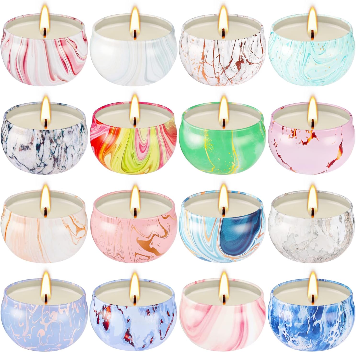 Juego de 16 velas perfumadas de regalo para mamá, mujer, aromaterapia de 2.5 onzas para el baño en casa, yoga, velas de cera de soja natural,