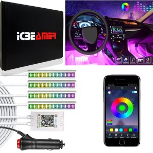 Icbeamer – Tira de luz LED para interiores bajo el asiento con control de teléfono inteligente, color mate, con función activa Icbeamer – Tira de luz LED para interiores bajo el asiento con control de teléfono inteligente, color mate, con función activa