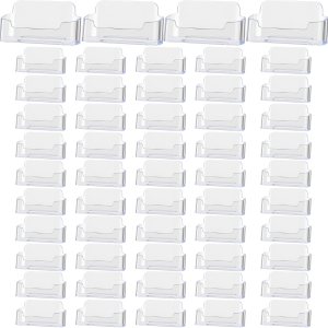 Thenshop Paquete de 64 soportes para tarjetas de visita de escritorio, soporte de acrílico para tarjetas de visita transparente, soporte para Thenshop Paquete de 64 soportes para tarjetas de visita de escritorio, soporte de acrílico para tarjetas de visita transparente, soporte para