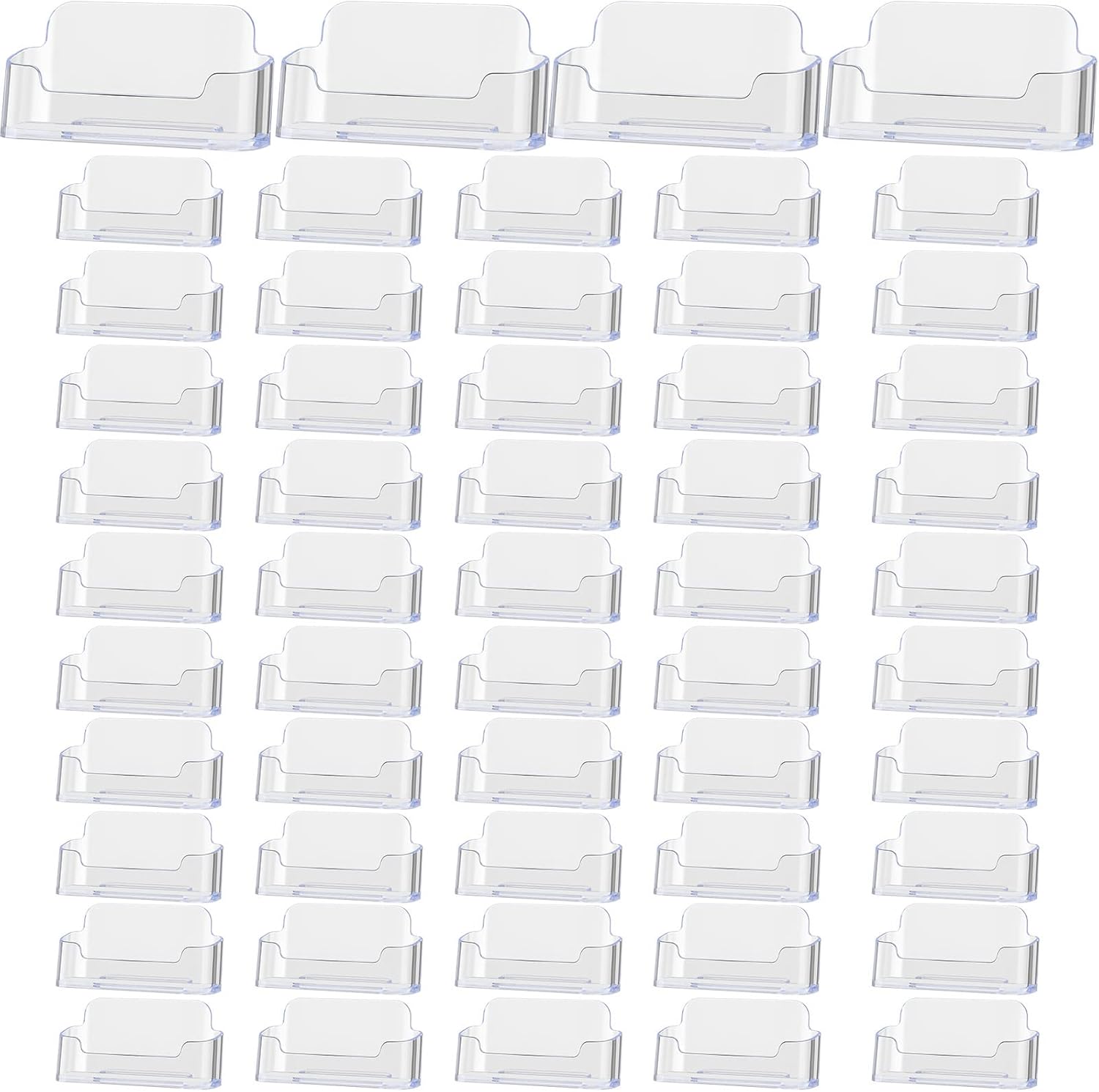 Thenshop Paquete de 64 soportes para tarjetas de visita de escritorio, soporte de acrílico para tarjetas de visita transparente, soporte para