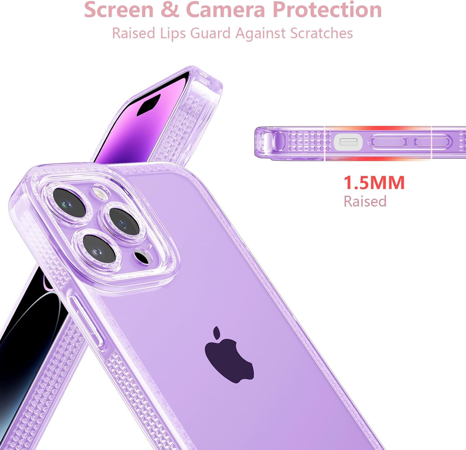 ZTOFERA Diseñada para iPhone 14 Pro Max de 6.7 pulgadas, bonita funda transparente brillante para mujeres y niñas, funda protectora de silicona TPU