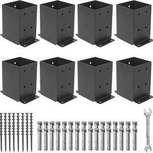 Nrspp Base de poste de 4 x 4, 8 piezas (tamaño interior de 3.5 x 3.5 pulgadas), soporte de poste de pérgola para valla de madera, anclaje de poste Nrspp Base de poste de 4 x 4, 8 piezas (tamaño interior de 3.5 x 3.5 pulgadas), soporte de poste de pérgola para valla de madera, anclaje de poste