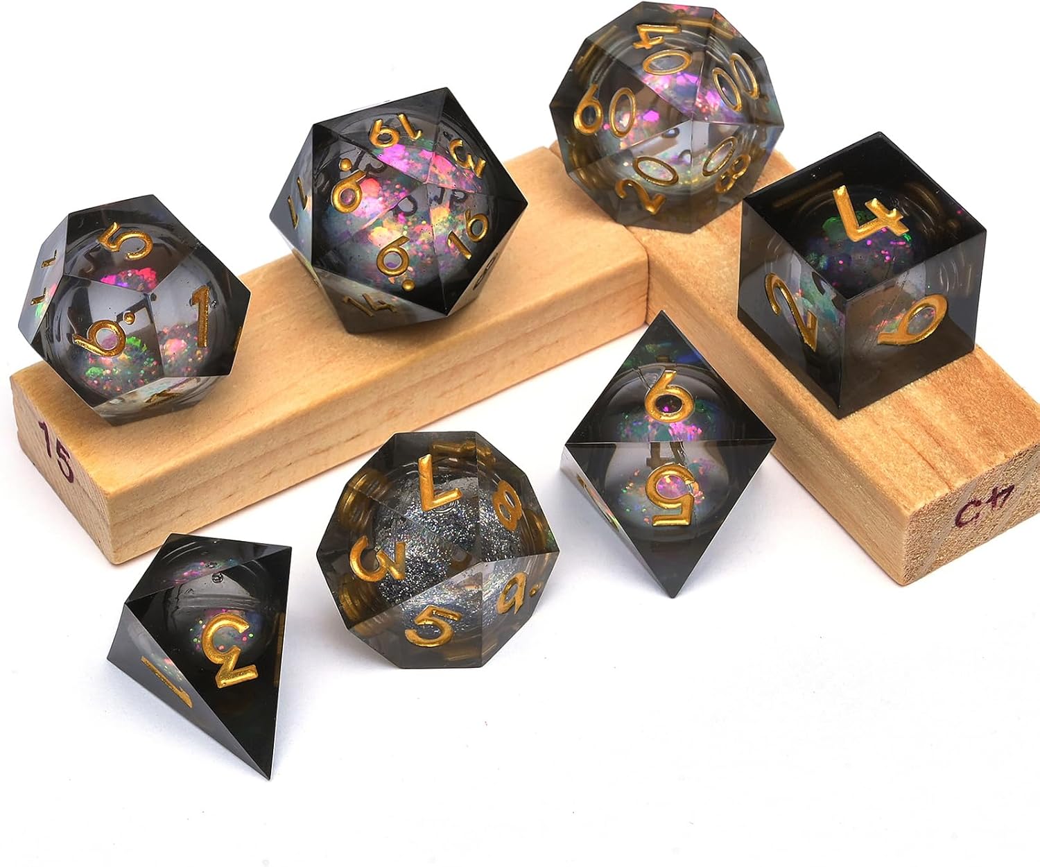 Dungeons and Dragons – Juego de dados de núcleo líquido D&D, juego de dados de resina poliédrica DND, utilizado para juegos de rol, juego de dados