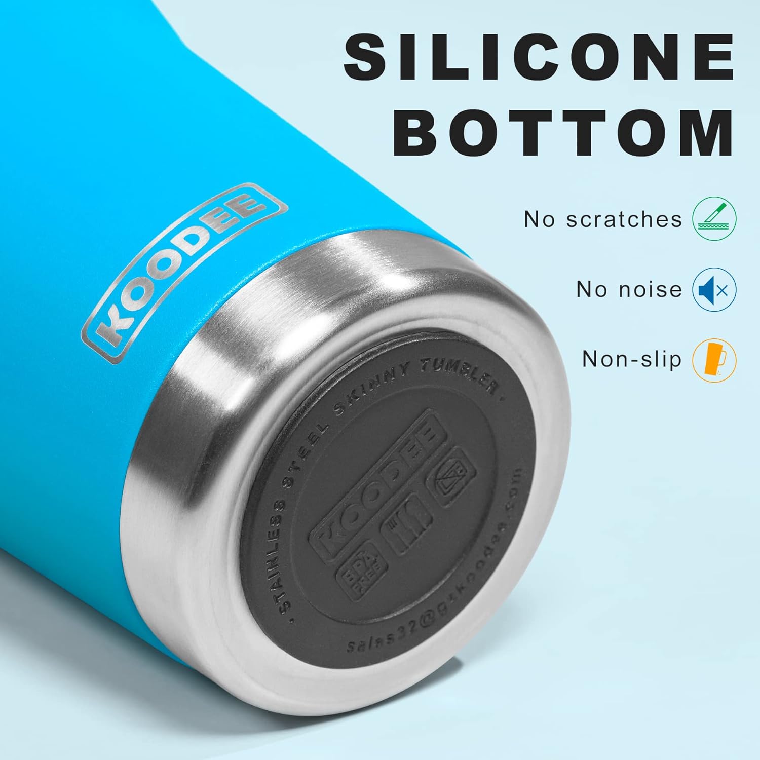 koodee Vaso de 40 onzas con asa, de acero inoxidable, aislado al vacío, para café, taza de viaje con tapa y popote (azul cielo)