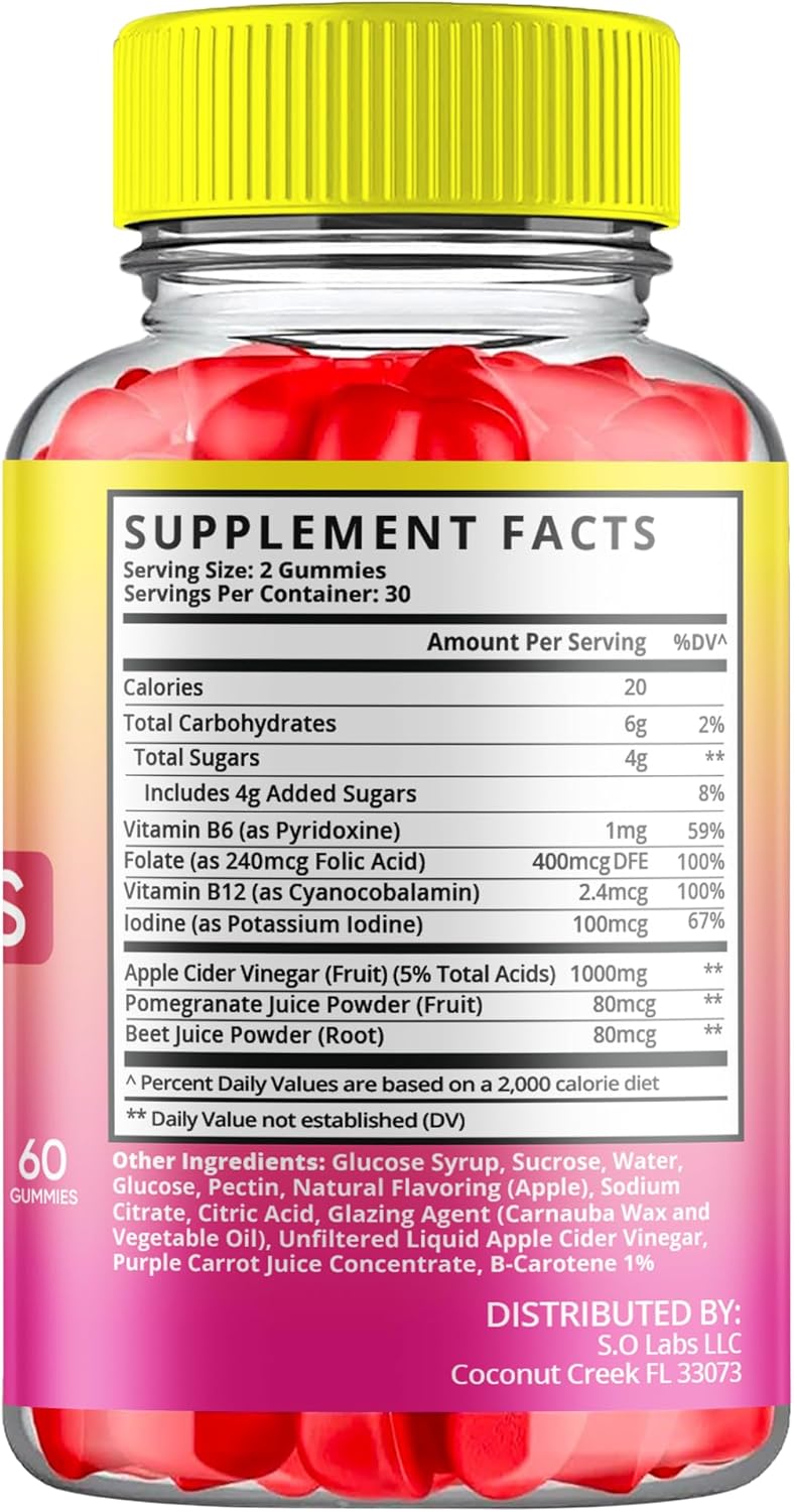 S.O Labs Keto ACV Gummies pérdida de peso avanzada, dieta quemador de grasa del vientre, suplemento de vinagre de sidra de manzana, keto+ACV