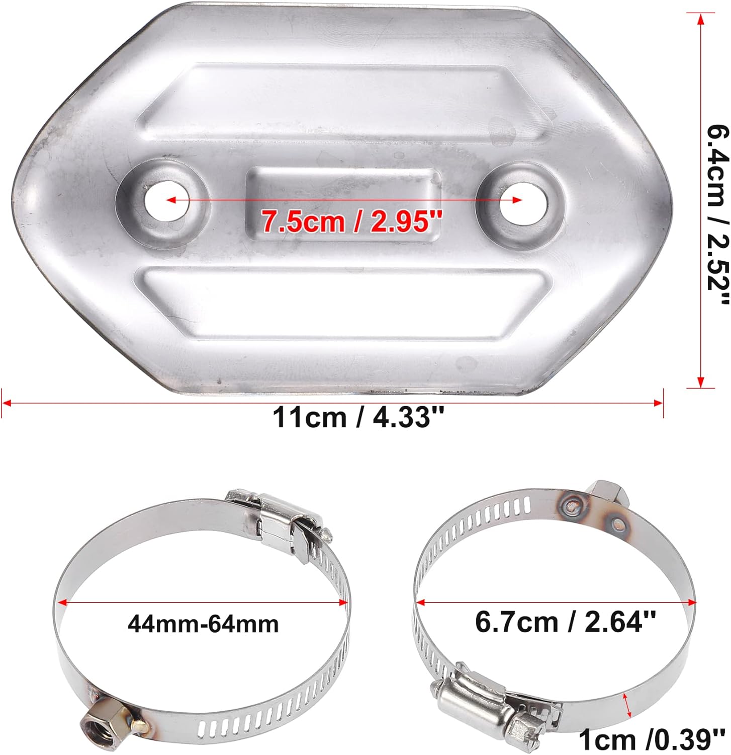 X AUTOHAUX 1 juego de silenciador universal para motocicleta, ATV de 4.33 pulgadas, protector de cubierta de protección de calor, tono plateado