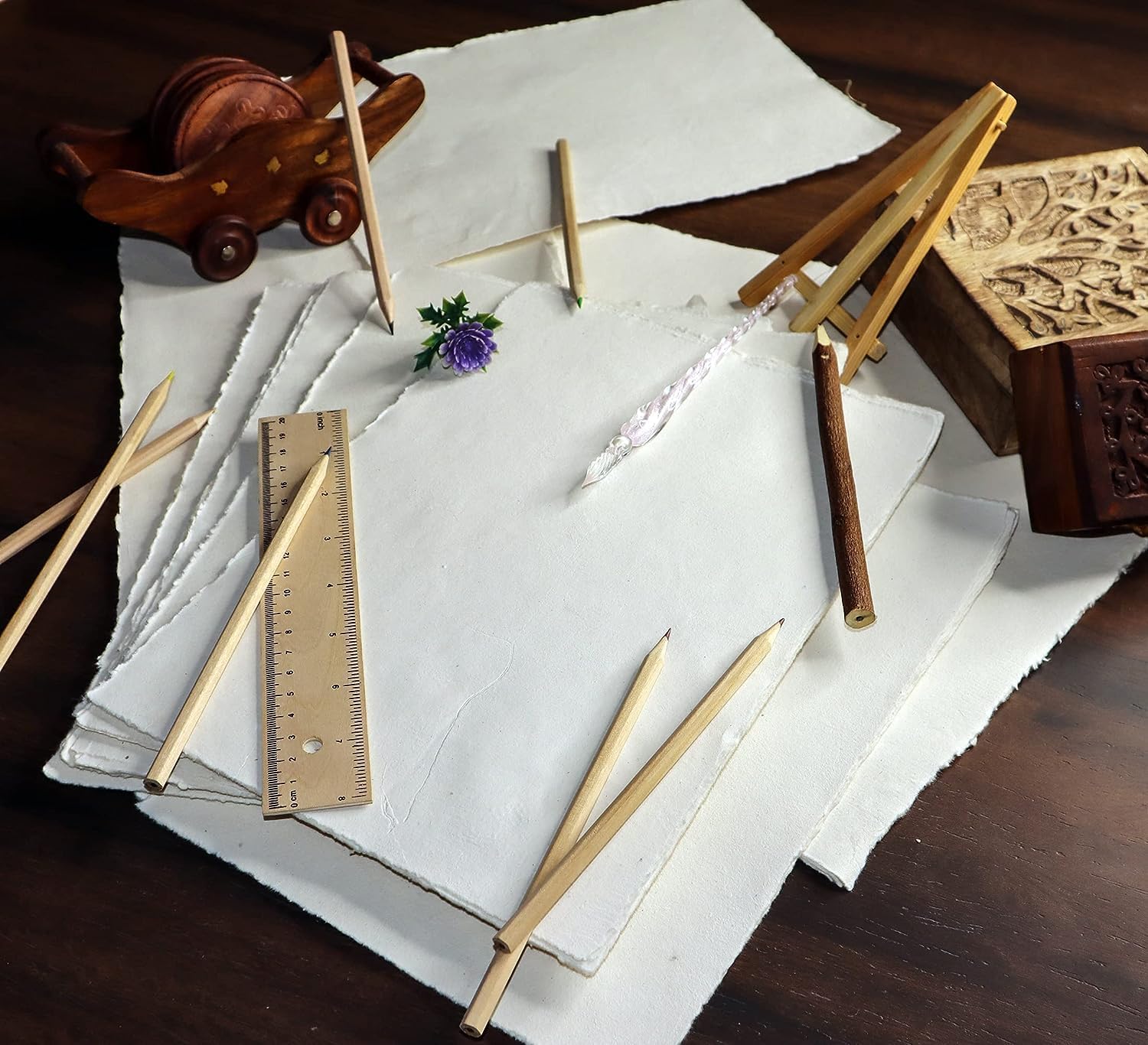 Papel de acuarela  Papel de acuarela de arte mixto  5.29 ozm de grosor con borde deckle de algodón virgen hecho a mano (9.5 x 6.5 pulgadas, blanco)