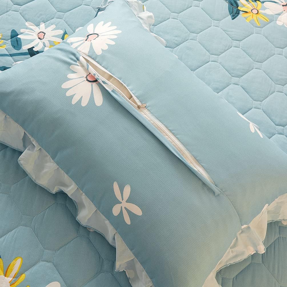 Juego de falda de cama con volantes de 3 piezas, 3 piezas, cobertura lateral de 15.7 pulgadas, suave y cálida (margarita, 59.1 x 78.7 in para cama