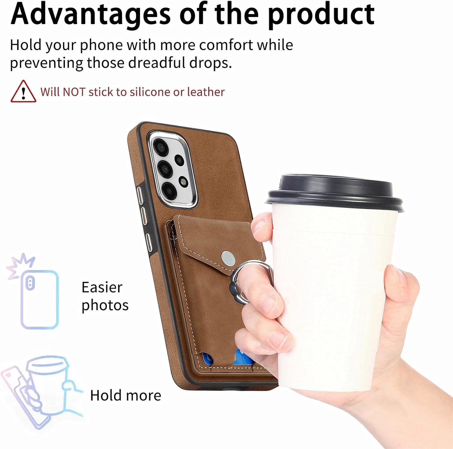 Asuwish Compatible con Samsung Galaxy A13 4G – Funda tipo cartera y protector de pantalla de vidrio templado, soporte para tarjetas, anillo
