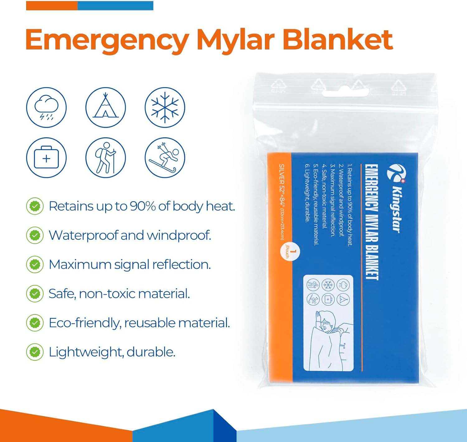 Mantas de emergencia Mylar térmicas para supervivencia y protección, kits de supervivencia espacial (4 paquetes). Ideal para exteriores, senderismo,