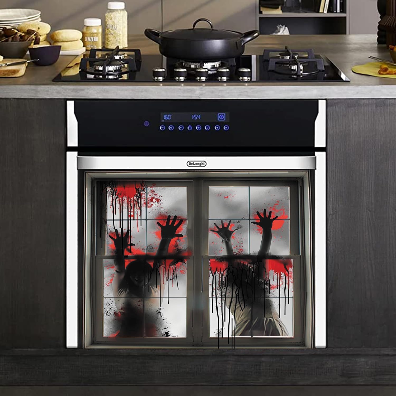 Decoración de Halloween para el hogar, manos de zombi aterradoras, cubierta magnética para lavavajillas, esqueleto de fantasma, puerta de nevera,