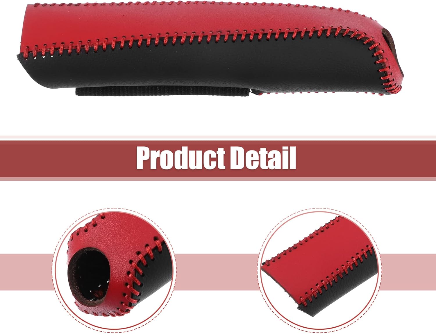 X AUTOHAUX Manija de coche manga freno de mano cubierta protector interior accesorios decoración negro rojo imitación cuero para Honda Civic 06-11