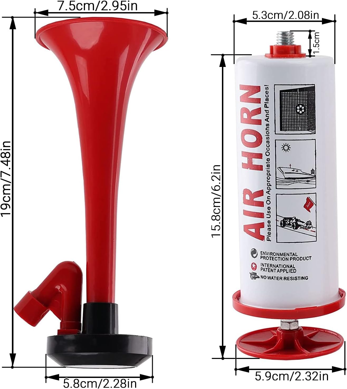 Bocina de aire para barco, señal de mano, cuerno de oso, autodefensa, de aluminio, hace ruido súper fuerte, bomba de aire deportiva y señal marina,