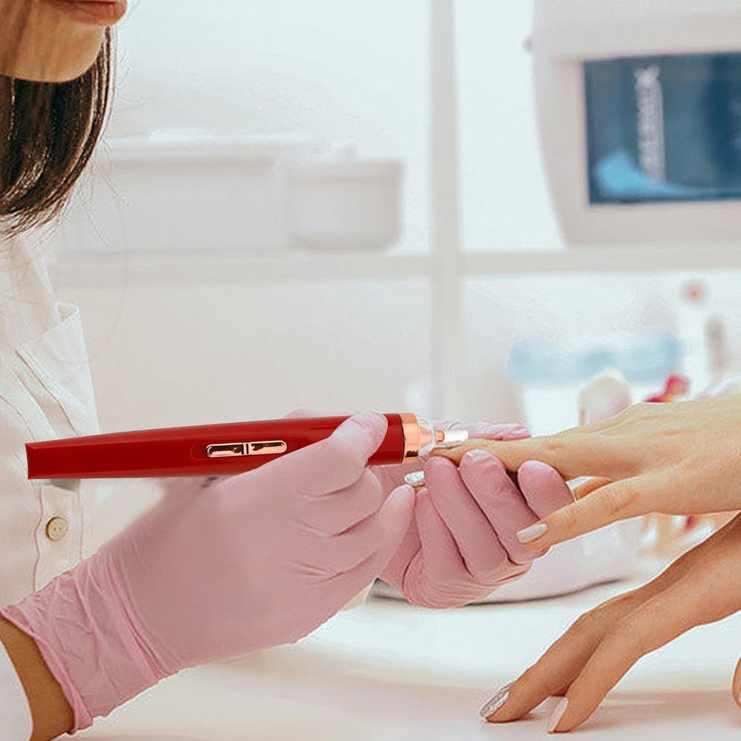 SCOOVY Lima de uñas eléctrica, taladro de uñas inalámbrico de 2 velocidades, taladro eléctrico profesional de manicura, 5 cabezales intercambiables,