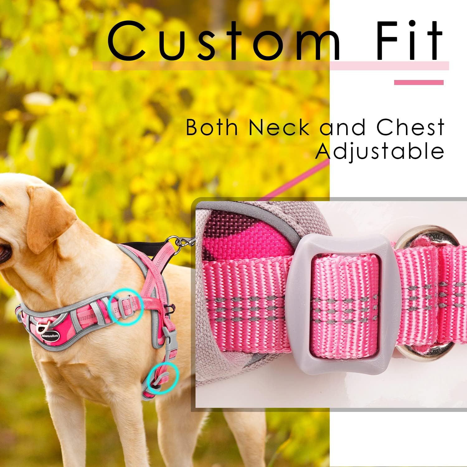 ADVENTUREMORE Arnés para perros grandes, antitirones, arnés deportivo tipo halter reflectante transpirable chaleco para perro a prueba de escapes
