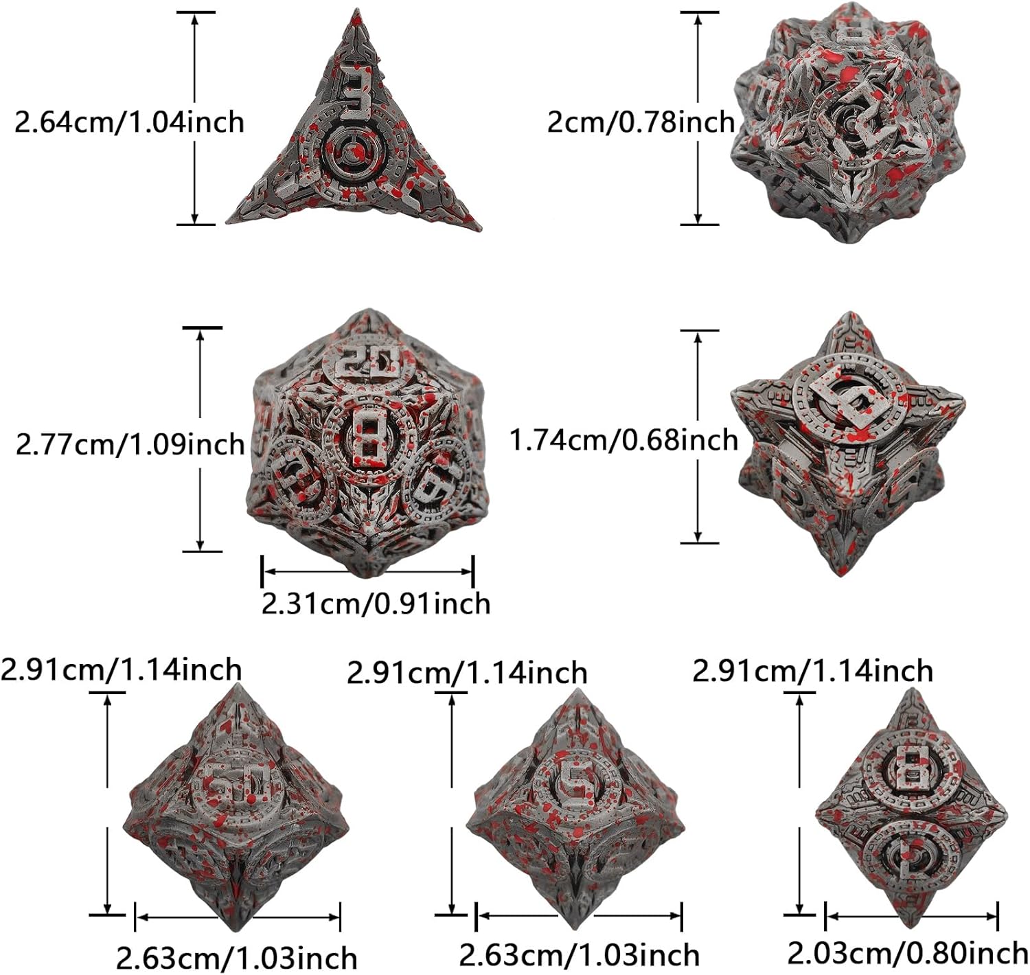 AHDKEJG D&D – Juego de dados de metal DND Dungeons and Dragons D20, juego de rol poliédrico, bolsa de dados gigantes, regalos D y D, RPG, MTG,