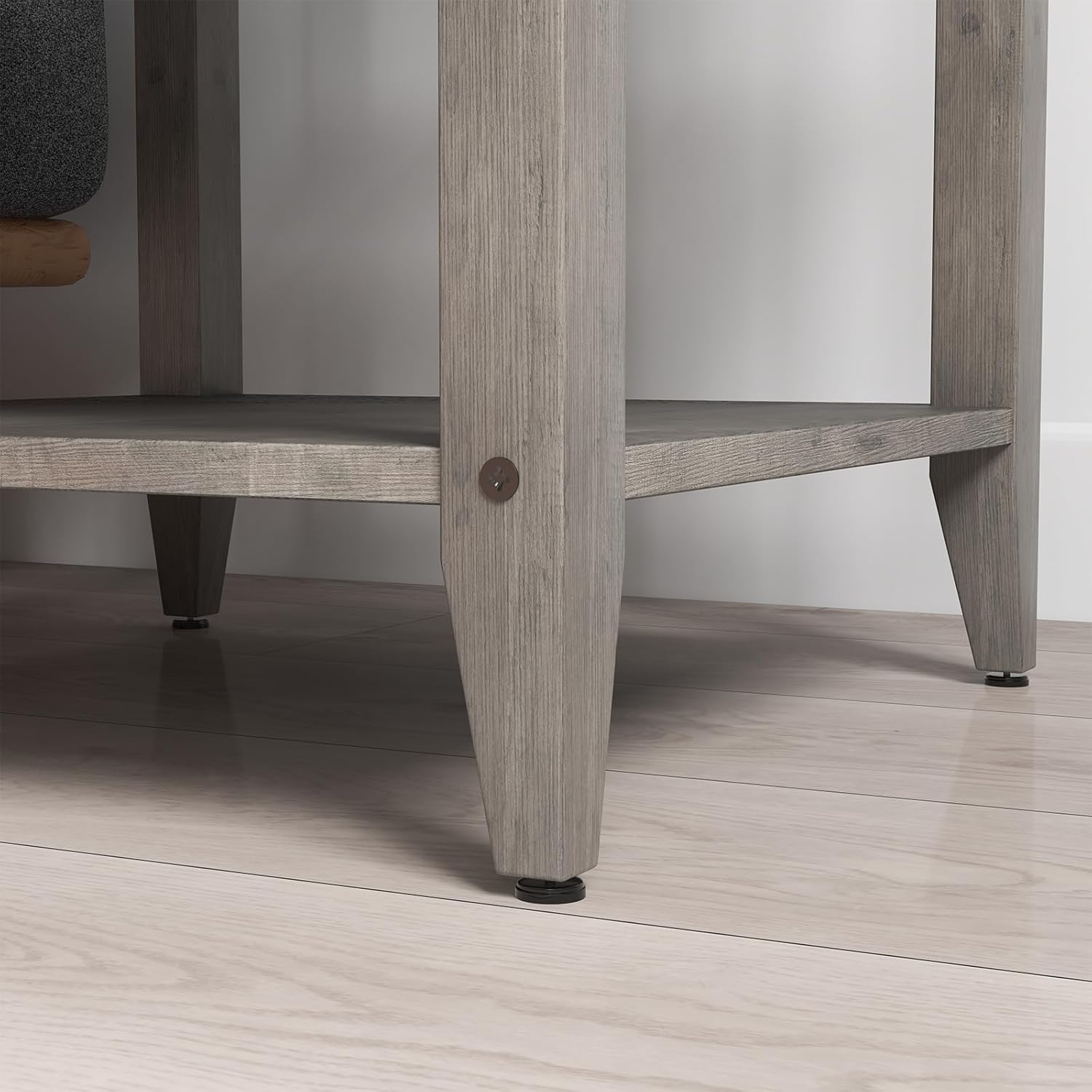 Gyabnw Mesa auxiliar de sofá, mesa auxiliar rústica con estante de almacenamiento para espacios pequeños para sala de estar, sofá, pasillo,