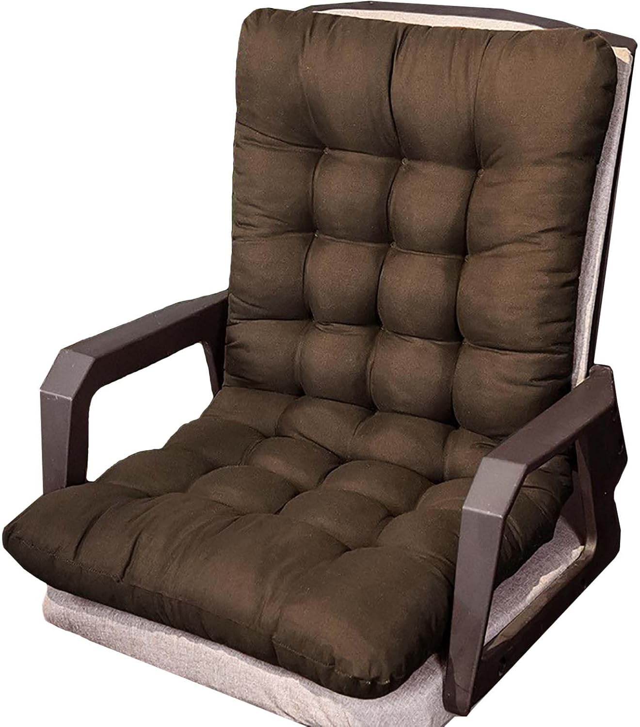 Cojines de una pieza para silla mecedora con lazos, cojín grueso para silla de respaldo alto para sofá individual, cojín para silla de patio al aire