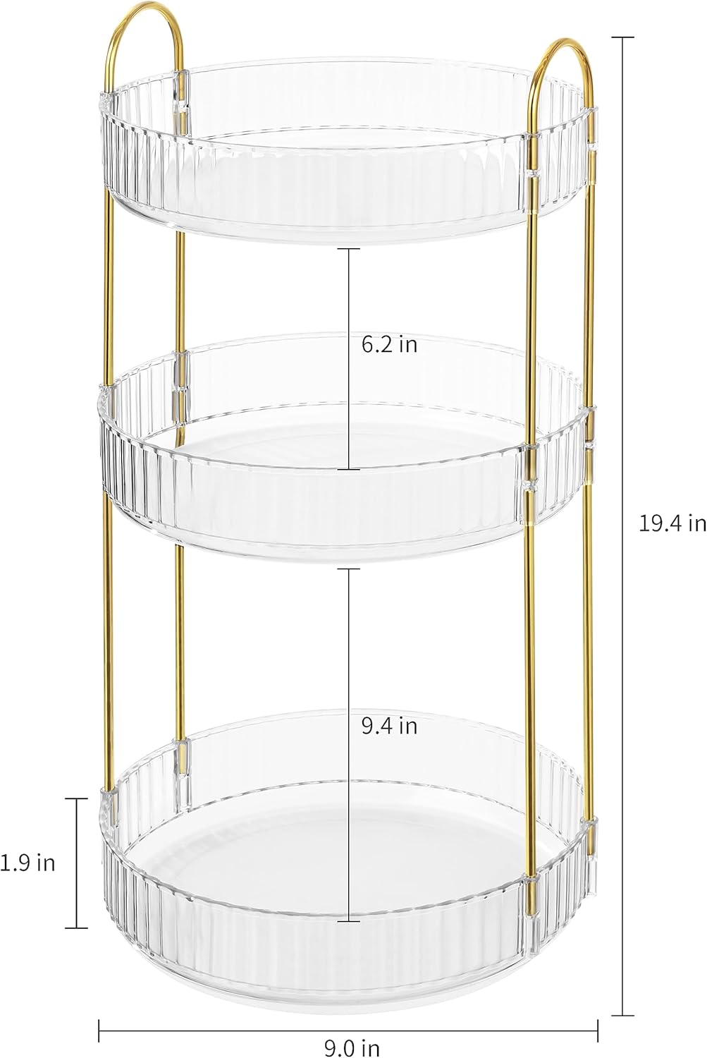 Organizador de maquillaje giratorio de 360 grados para encimera, organizador de baño transparente de 3 niveles, organizadores de perfume giratorio,