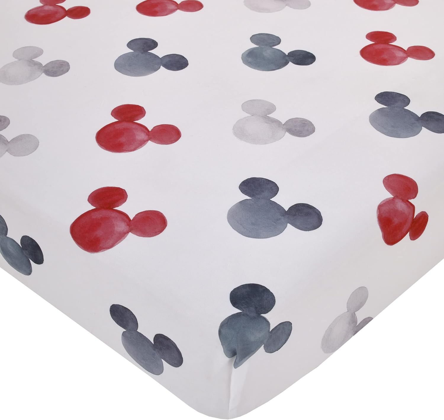 Disney Mickey Mouse – Sábana bajera ajustable para cuna, color negro, blanco, gris y rojo