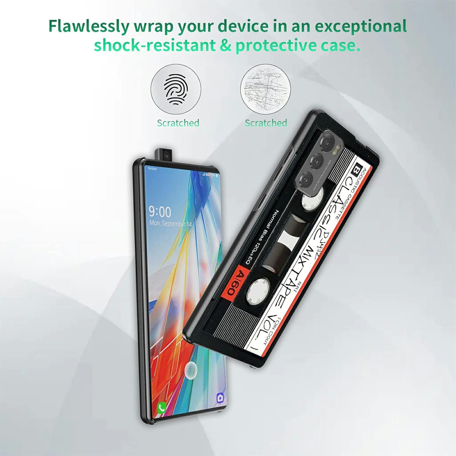 Rossy Funda delgada para LG Wing 5G, para LG Wing 5G, funda ligera de audio retro, diseño de Patten, policarbonato duro, protección antiarañazos,