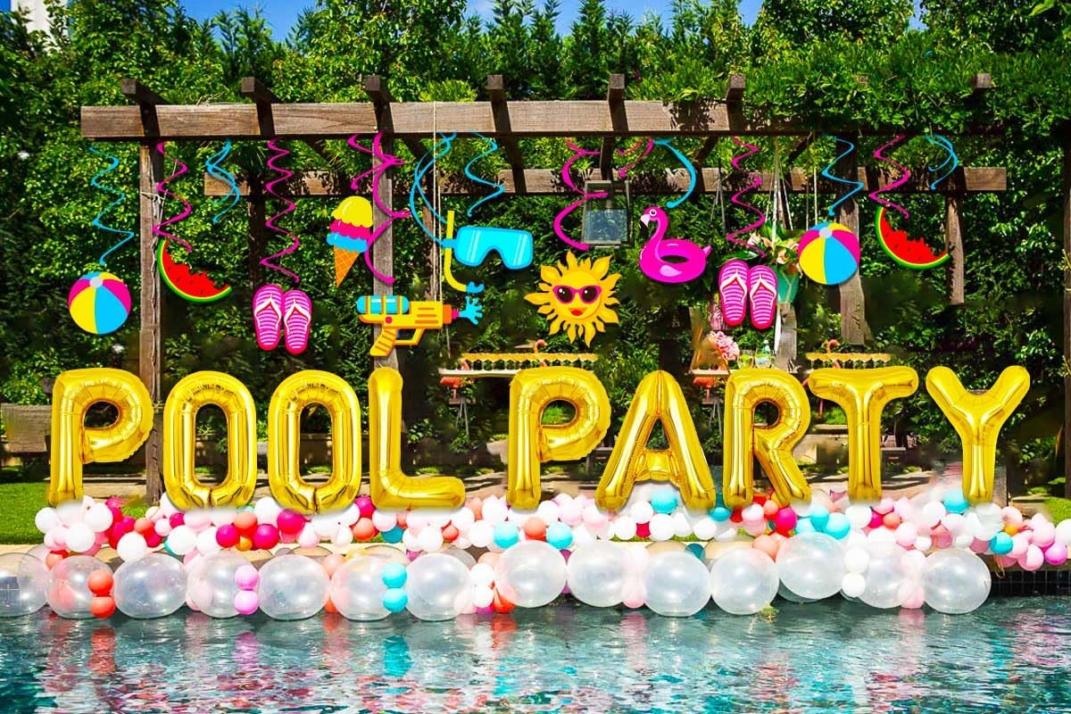 Paquete de 30 espirales colgantes de verano para piscina, playa, paquete de 30 espirales colgantes de techo, globos de fiesta en la piscina, regalos