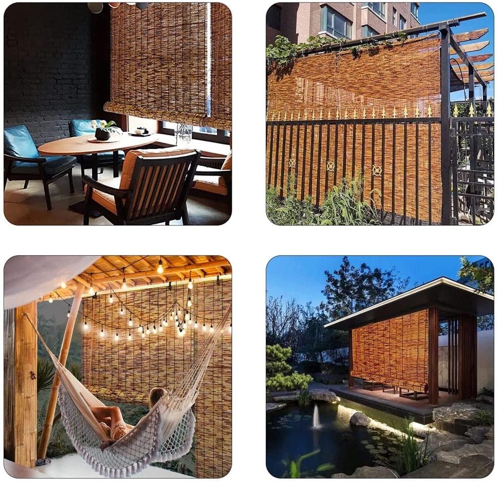 Persianas de patio enrollables, persianas de bambú para exteriores, persianas de caña de sombreado con aislamiento Thernal, pantalla de bambú opaca,
