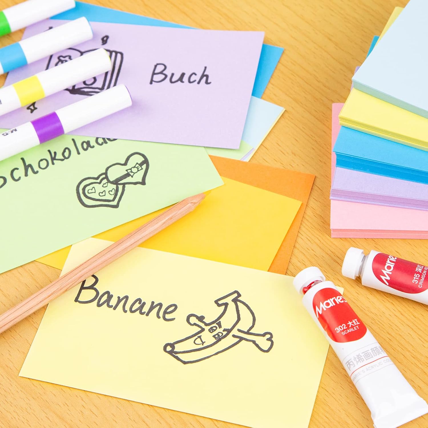 Koogel 300 tarjetas de índice en blanco, tarjetas de índice de 3 x 5 pulgadas, tarjetas de notas sin reglas, tarjetas de estudio, 8 colores neón