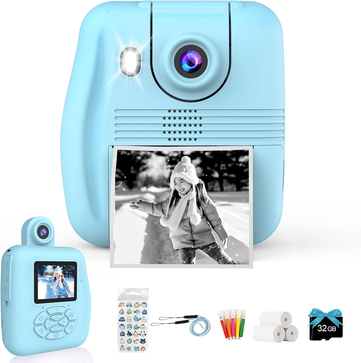 Cámara de impresión instantánea para niños, cámara de impresión instantánea para niños, cámara sin tinta, cámaras de video digitales para niños,